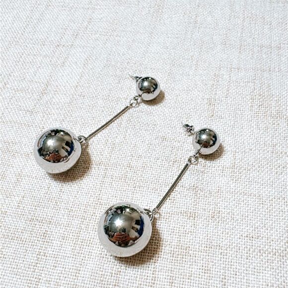 Silver geo dangle earrings N559 - Picture 2 of 4